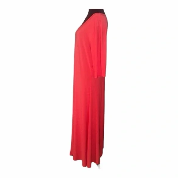 Attitudes By Renee Coral Red Knit Scoop Neck Maxi Dress - Women's Size XL - Picture 3 of 4